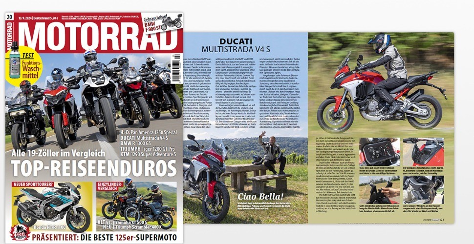 Multistrada V4 MY2024 winner of the maxi-adventure comparison against the best representatives of the segment